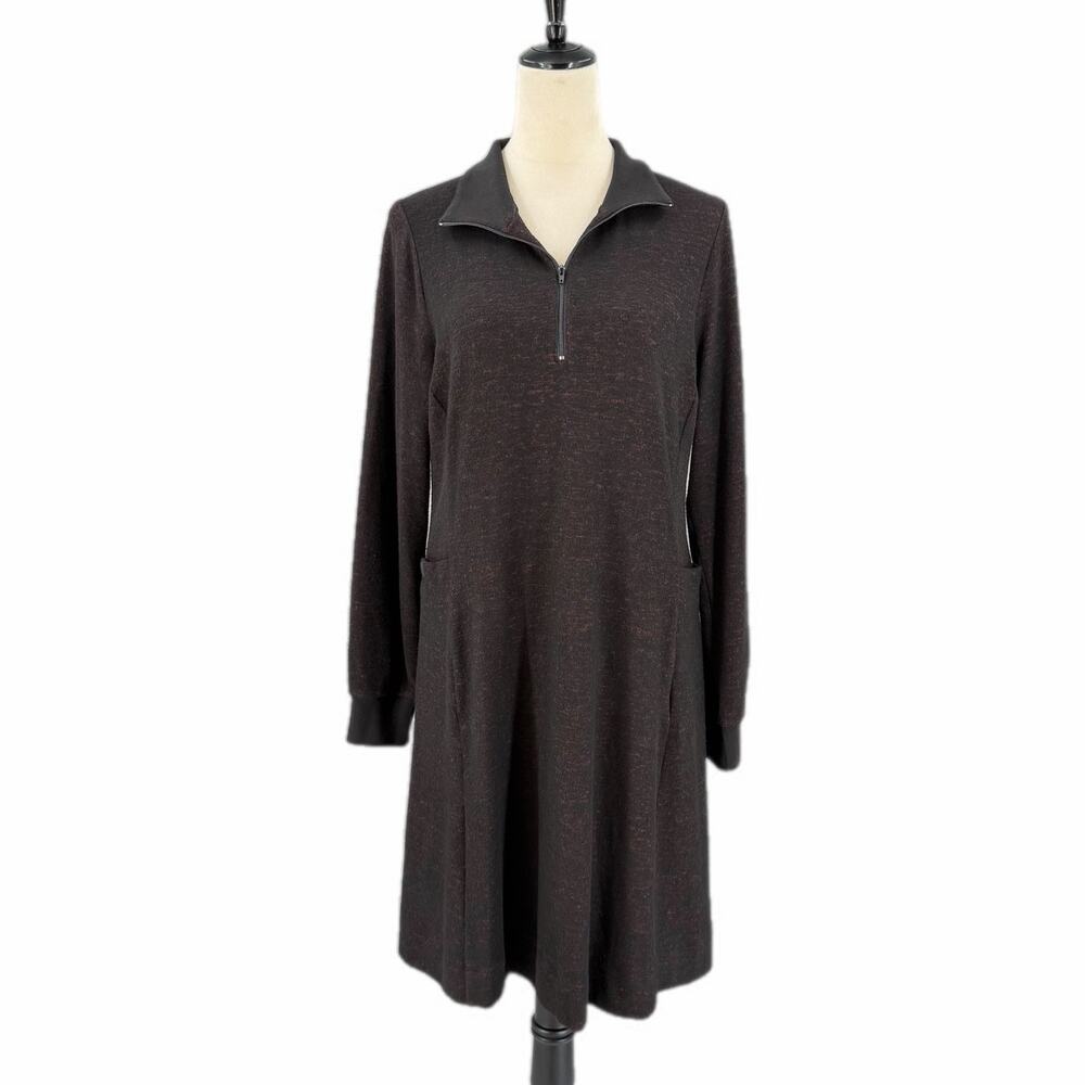 Cabi 4215 Black Burgundy Lagenlook Casual Sweatshirt Comfort Fall Cuddle Dress